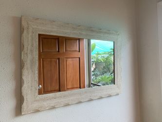 Stone Frame Mirror Cream Color H 24 W 35.5 D 0.7