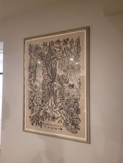 Large Dutch Embroidered Linen Art - Framed Alexander Senegat Wall Art - 18th Century