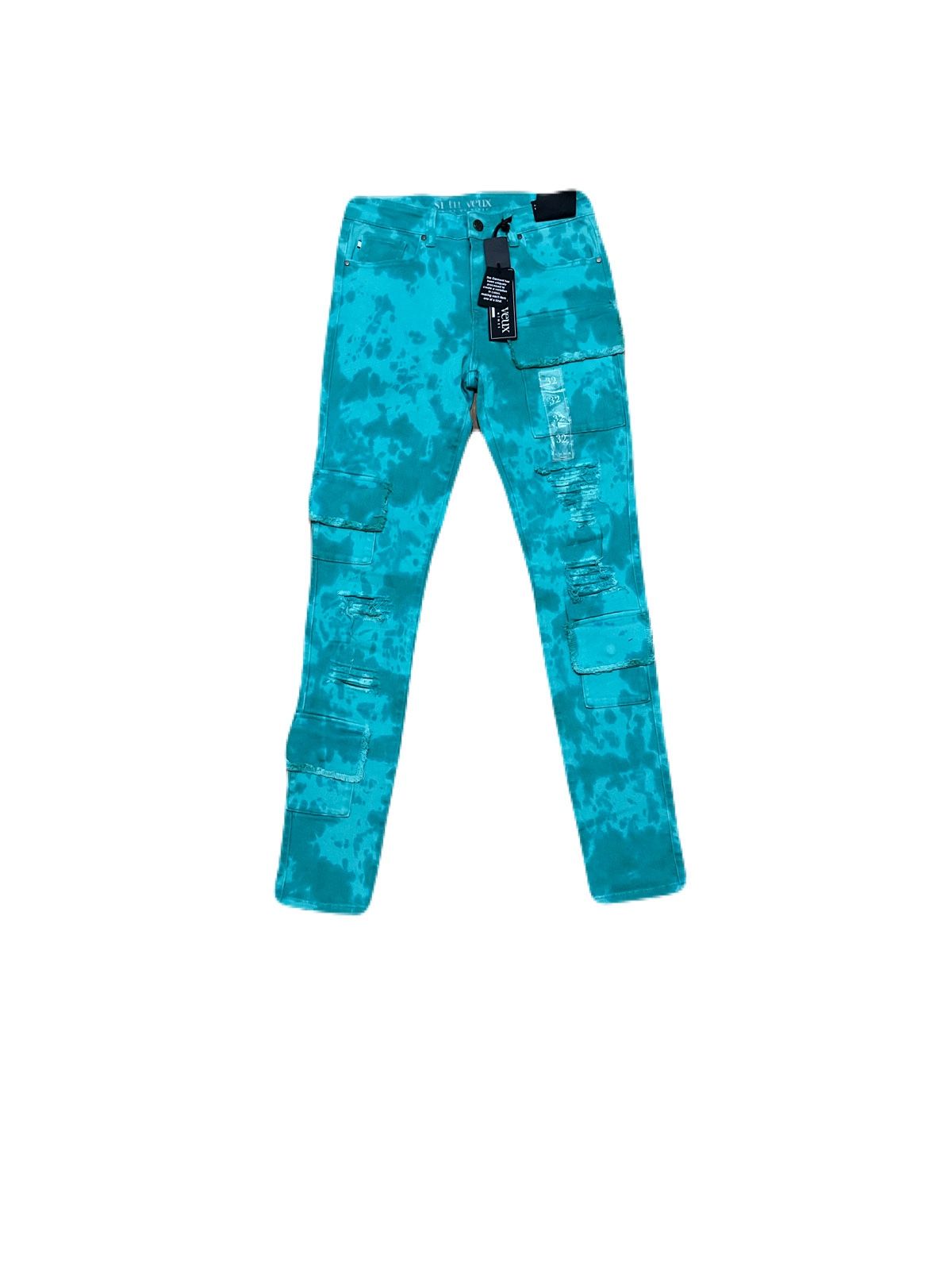 Si Tu Veux Brutini Cargo Jeans Teal Size 32