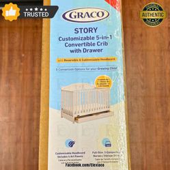 🏆 New | Graco Story 5-in-1 Convertible Crib with Storage Drawer – White 