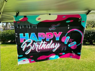 Musical Birthday Party Backdrop Banner
