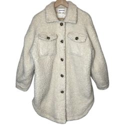 Vigoss Women’s Oversized Sherpa Teddy Jacket Cream Sz Large
