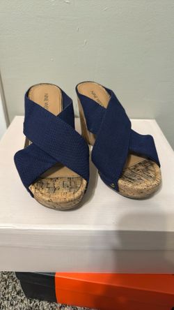 NW Navy Elastic Wedges