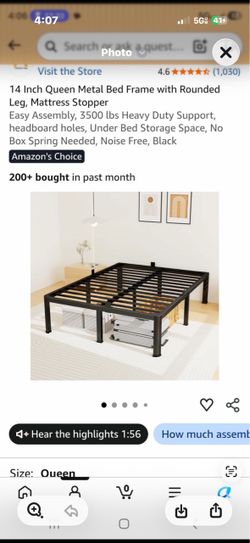 14 Inch Queen Metal Bed Frame Black