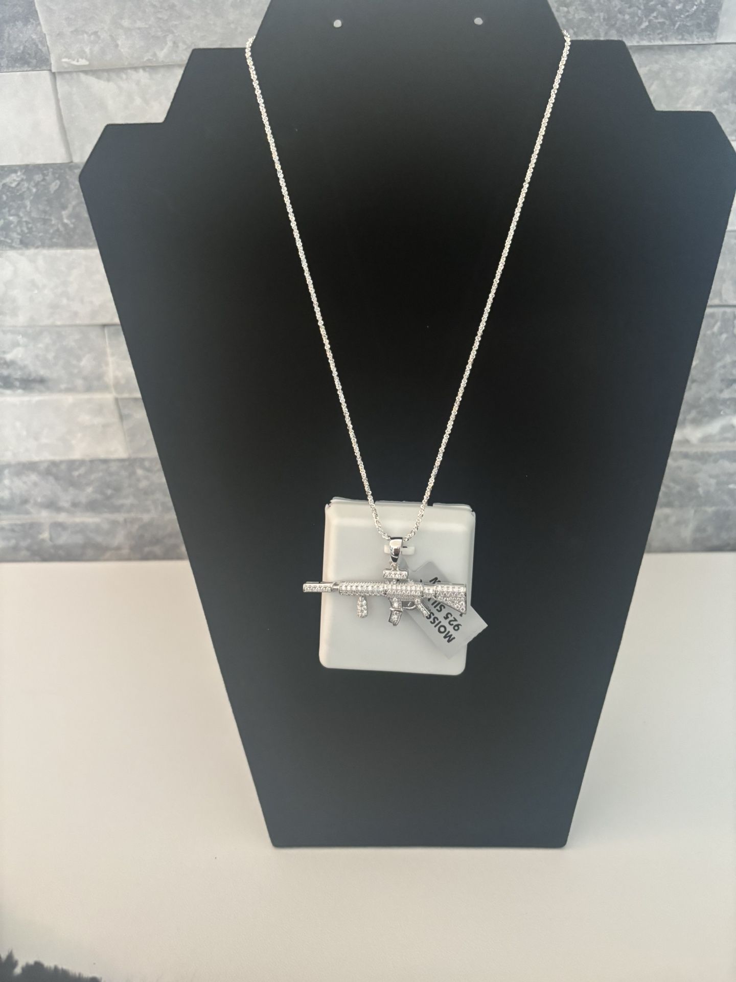 Moissanite/925 Silver AR-15 Pendant