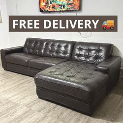 Genuine Leather Sectional Couch 🛋️ - free Delivery