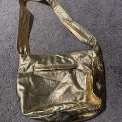 Gold Shining Leather with Silver metal Studs Handbag vintage 