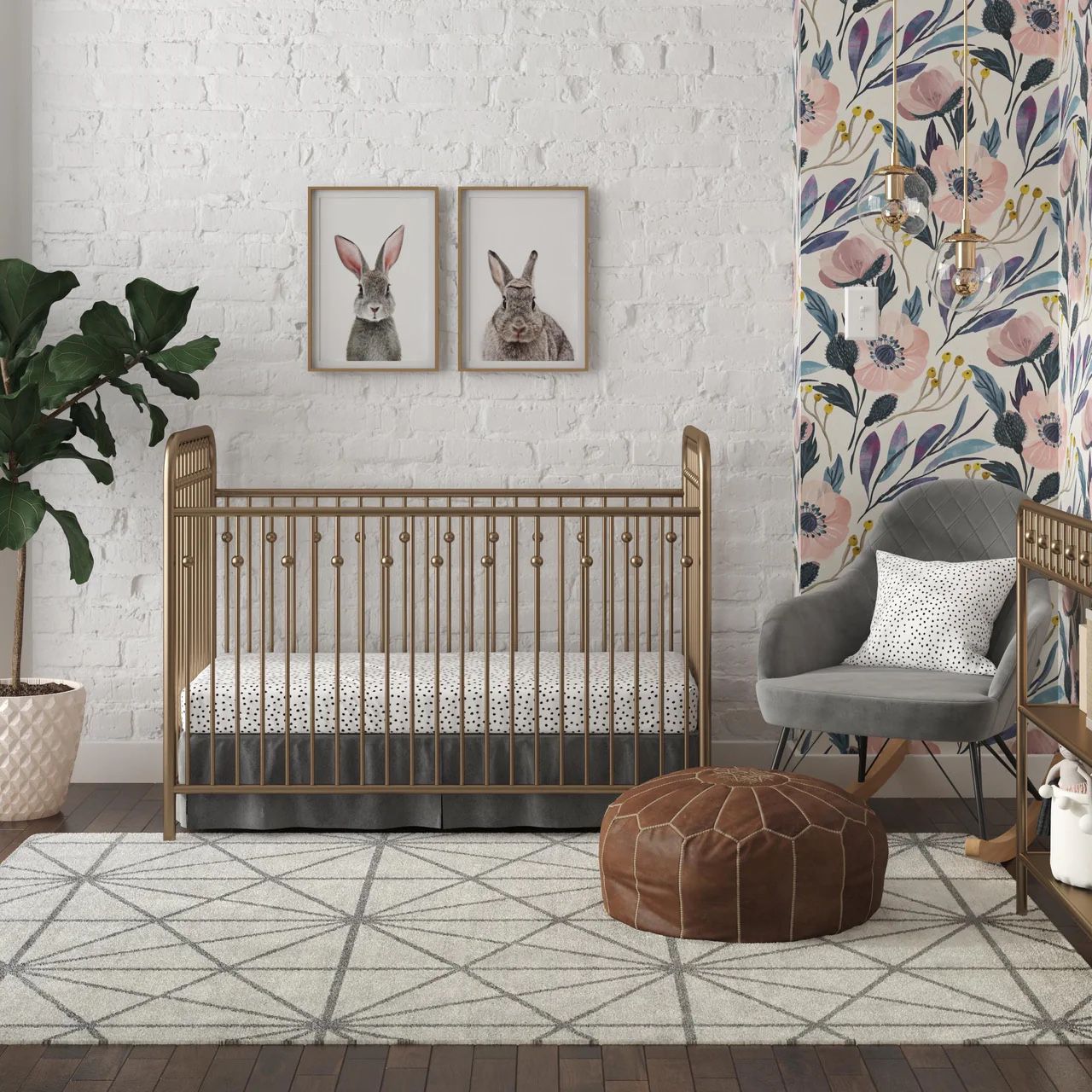 Little Seeds Monarch Hill Ivy Gold Metal Baby Crib