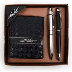 Men's Black Bi-Fold Wallet & 2 Touch Screen Stylus Tip