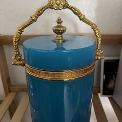 Antique Opaline Glass Biscuit Jar/Pot