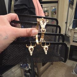 Longhorn Skull Bracelete And Earrings
