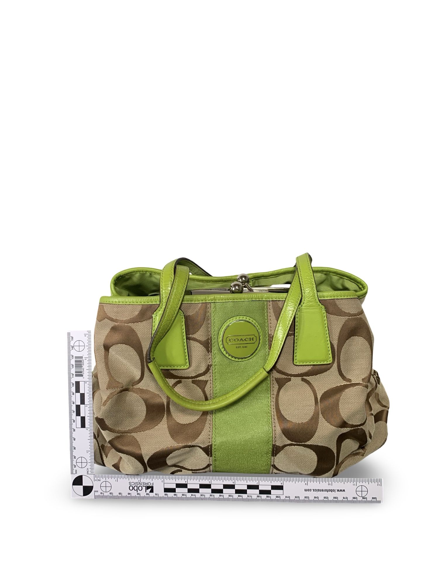 Coach Signature Stripe Tote Bag W Wallet Vintage