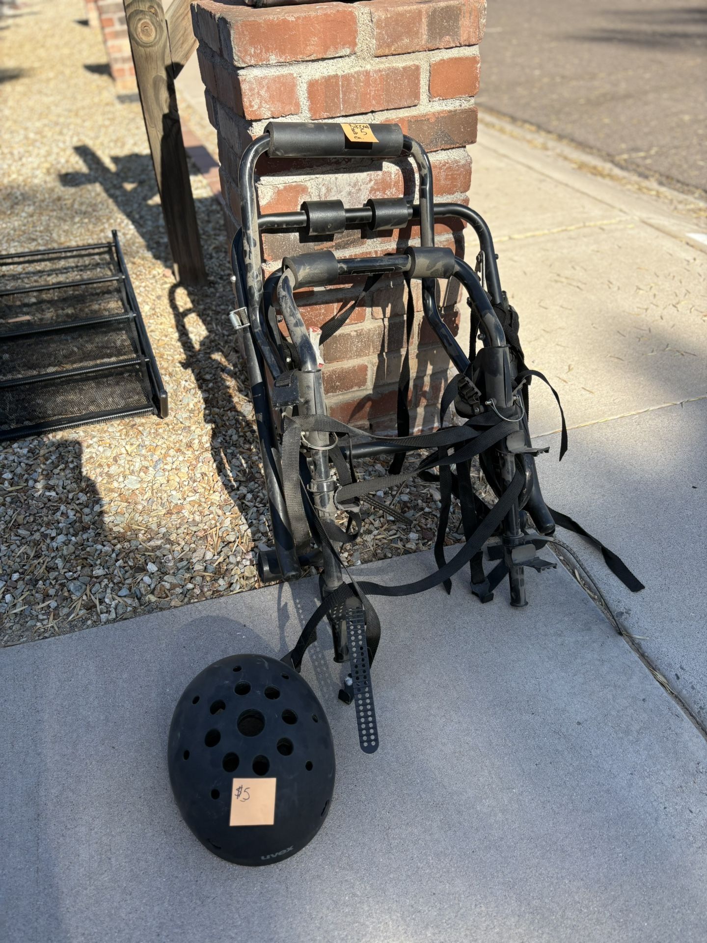Bike Rack And Bike Helmet