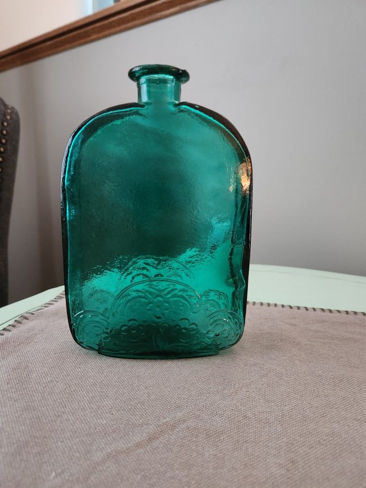 Recycled Glass Green Glass Bottle Spain Floral embossed Design 