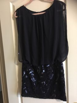 Navy Blue Dress w/Sequins - Reduced