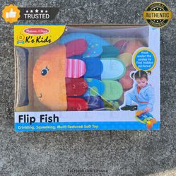 🏆 New | Melissa & Doug Flip Fish Sensory Baby Toy | Tummy Time Crinkle Soft Toy
