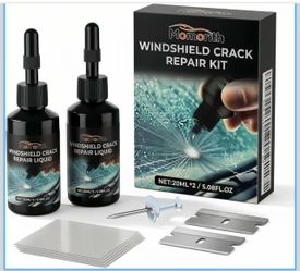 2PCS Windshield Crack Repair Kit,2024 New Glass Cracks Gone Repair Kit,Windshield Crack Repair Car Window Windshield Repair Kit,Glass Repair Fluid for