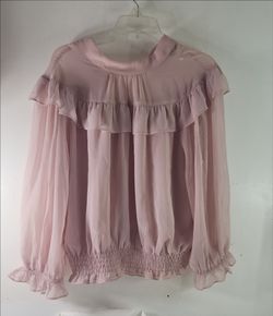 Pink Ruffle Chiffon Blouse