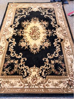 CORINTHIAN 5310 BLACK/IVORY AUBUSSON AREA RUG