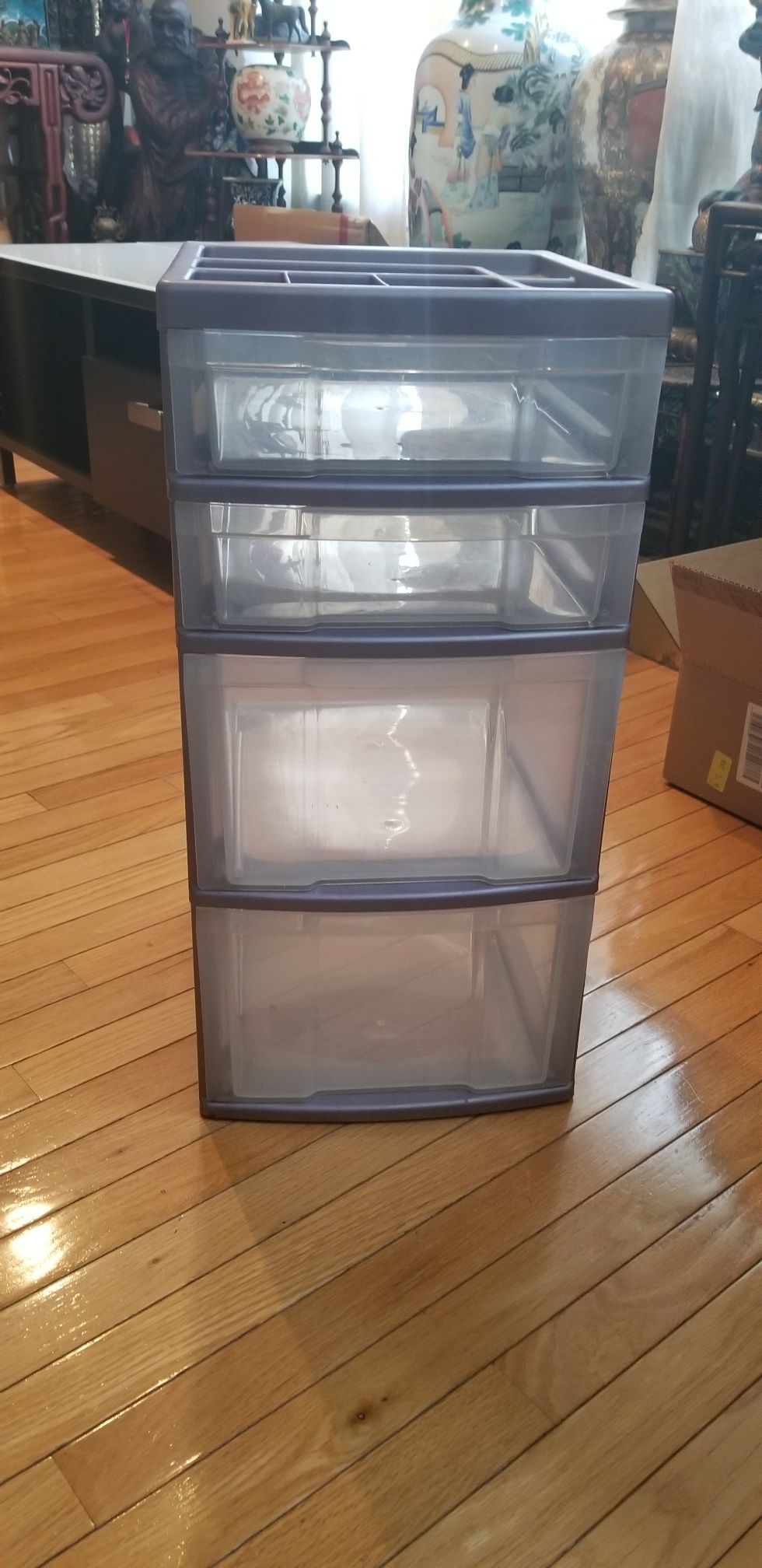 Plastic drawer organizer.