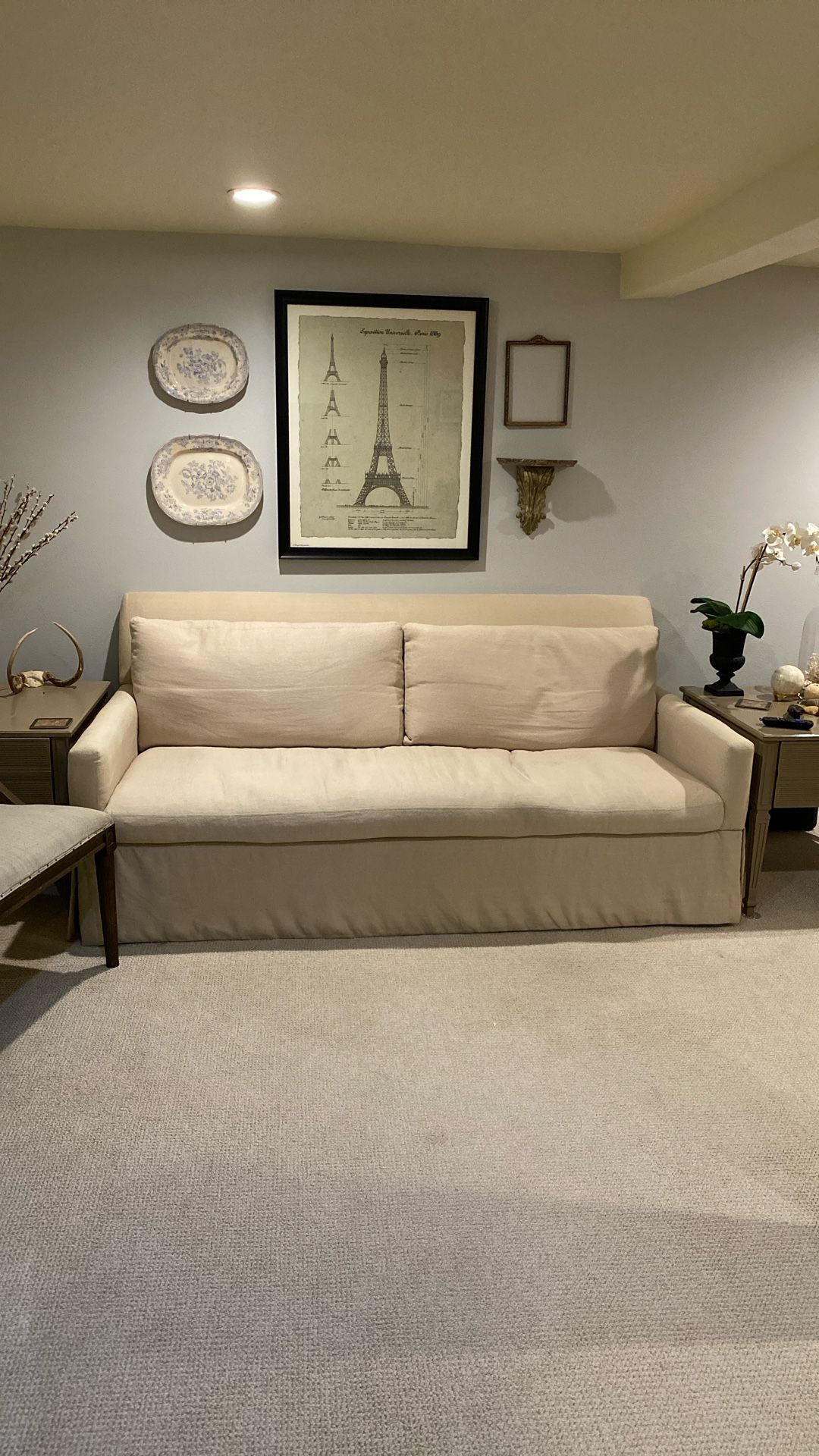 Comfy Linen Sofa With Down-Filled Back Cushions