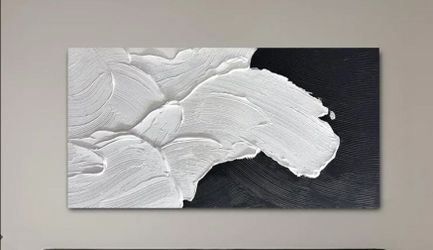29"x58" Abstract Wave Oil Painting / Textured Artwork Wall Art