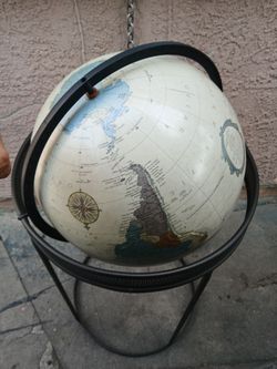 Vintage World Globe on Metal Stand