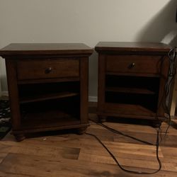 brown wood nightstand with charging station NEED GONE