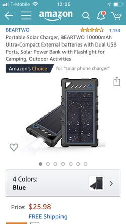 Portable Solar Charger, BEARTWO 10000mAh Ultra-Compact External batteries with Dual USB Ports, Solar Power Bank with Flashlight for Camping, Outdoor