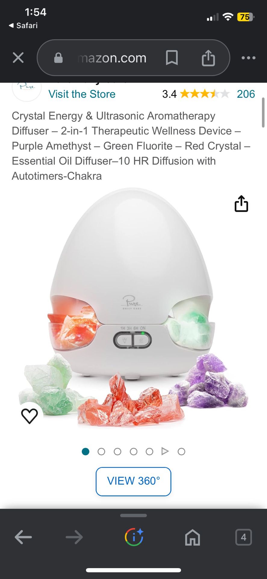 New Pure Crystal Energy & Ultrasonic Aromatherapy Diffuser 2 In 1 