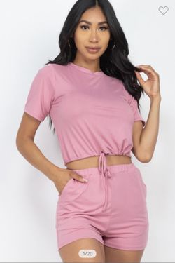 Front Tied Crop Top & Short Set