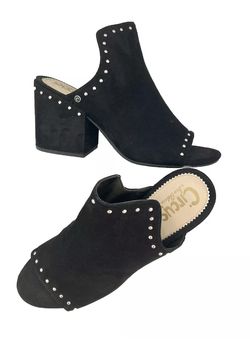 Circus by Sam Edelman MicroSuede Black Studded Block Heels Mules Sandals
