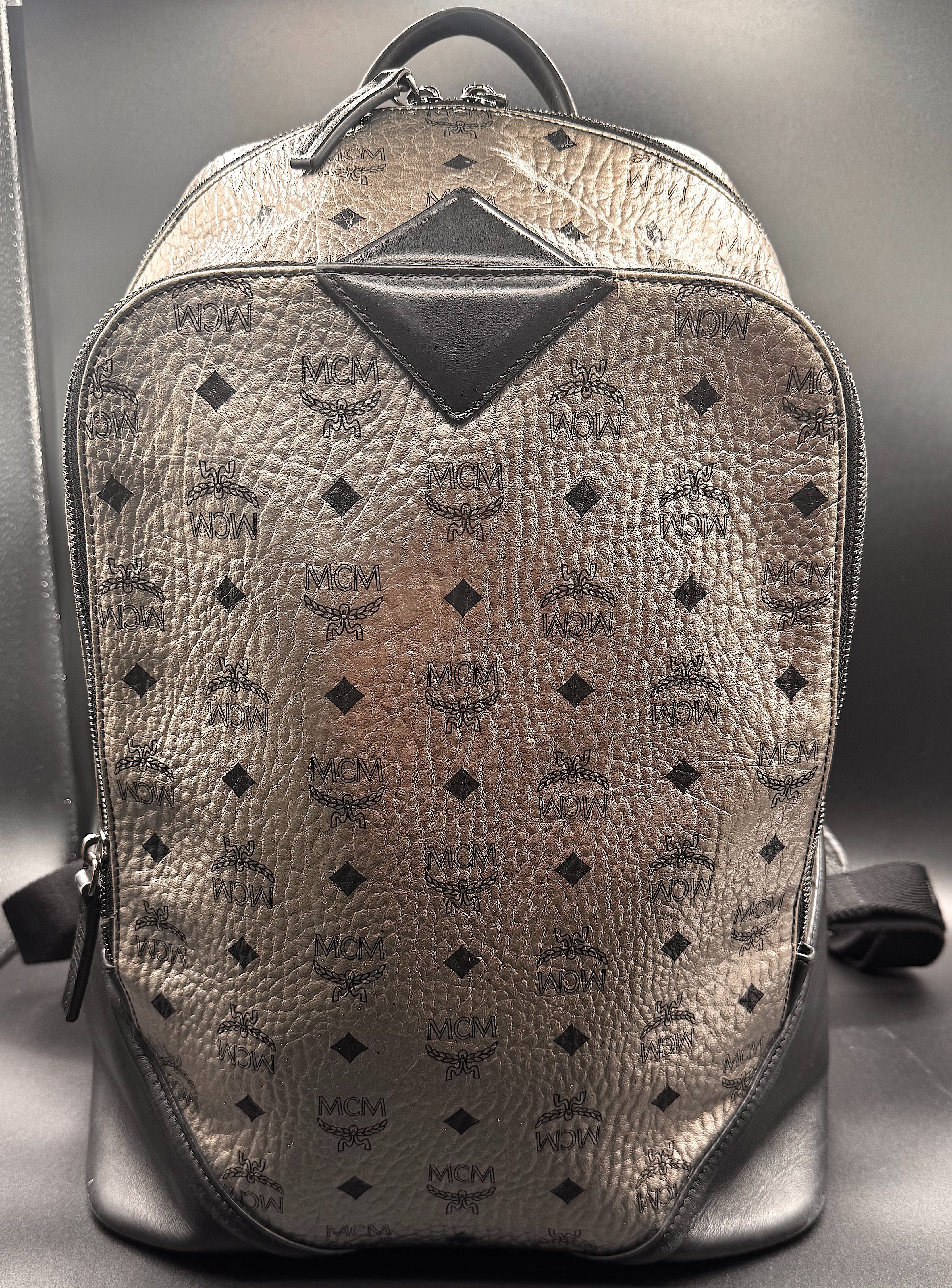 Limited Edition MCM Metallic Visetos Medium Duke Backpack