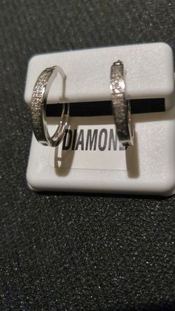 Diamond hoop earrings...0.925
