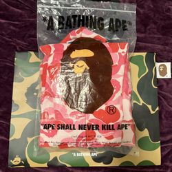 BAPE Pink ABC Camo Full Zip Hoodie (M) DS