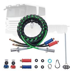 94] 12FT Semi Truck Air Lines Kit with 2PCS Glad Hands, 3-in-1 Air Hoses & 7 Way ABS Electric Power Line, with 2PCS Gladhand Handles, 4PCS Seals and T