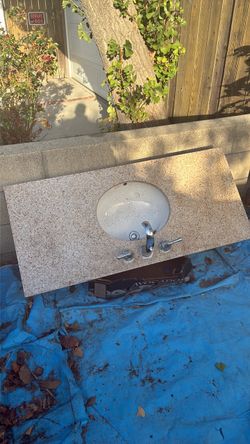 Countertop and fixtures for bathroom