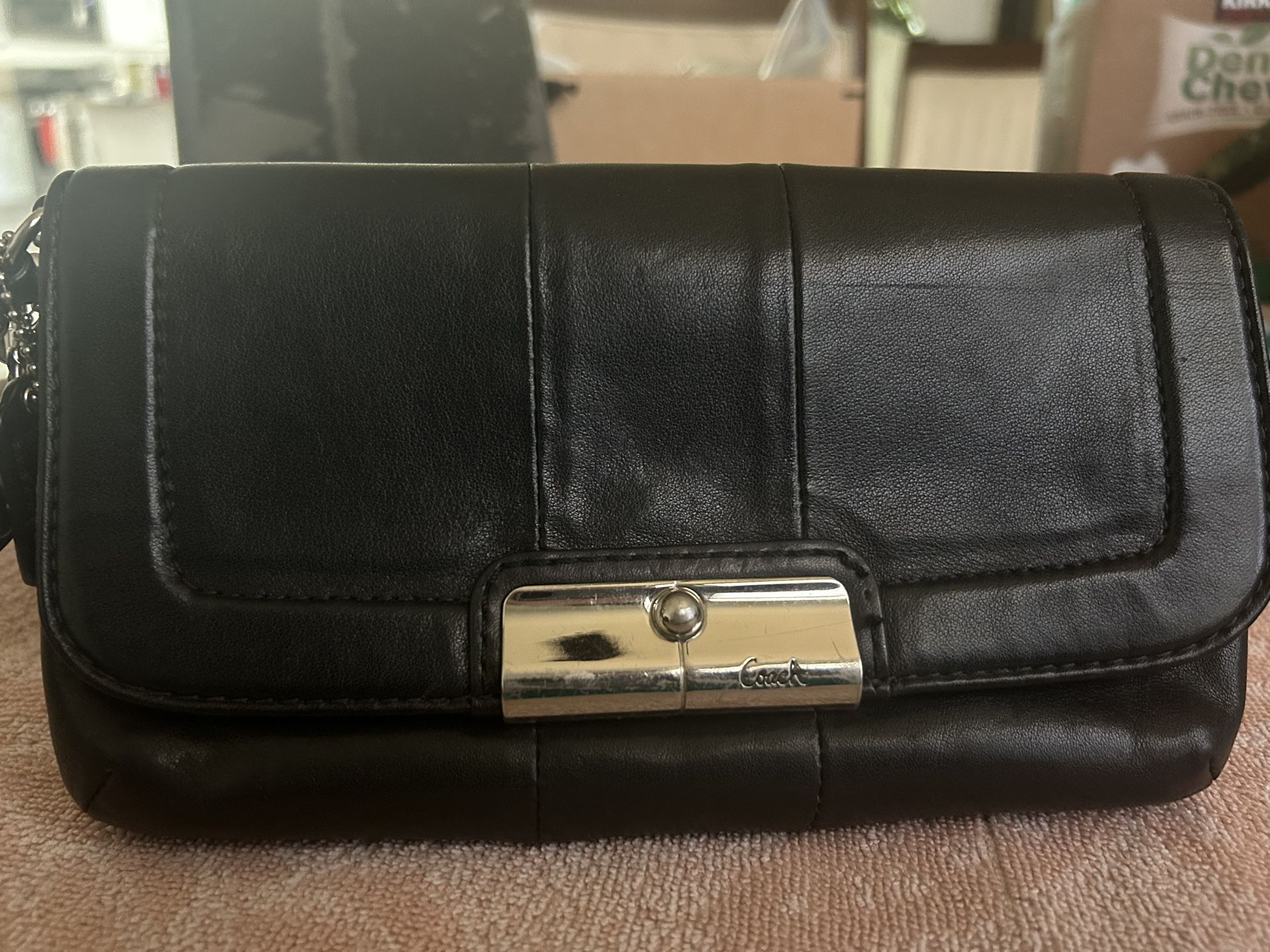 Coach Black Leather Wristlet