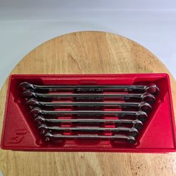 Snap On Tools OEX707B 7 Pc 12-PT SAE Combination Wrench Set In Tray 3/8"-3/4"