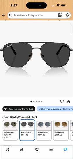 Ray-Ban Polarized Black Aviator Sunglasses