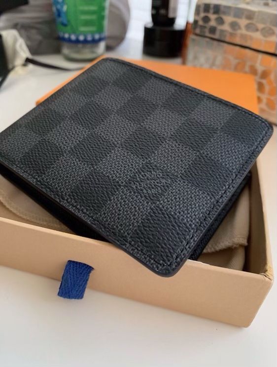 MENS LOUIS VUITTON Wallet Black Damier LV Black Grey Checkered NWT 