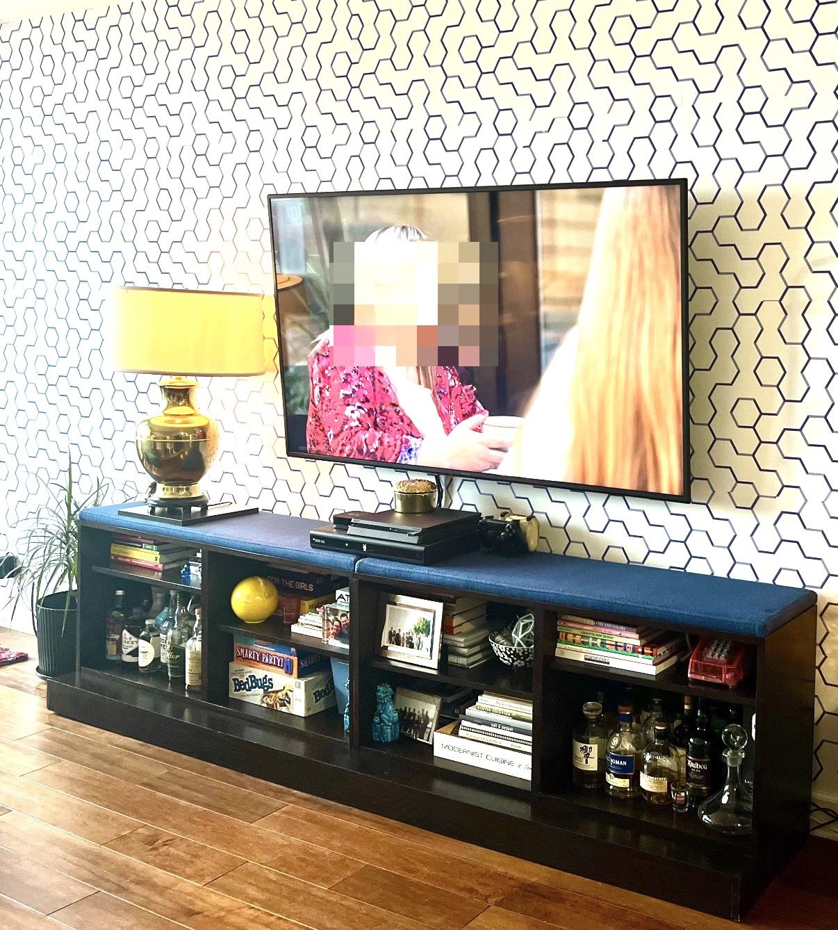 Wood Console Shelving Unit 