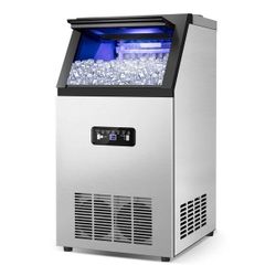 Tittla 90lbs/24H Commercial Ice Maker Machine,Stainless Steel Under Counter ice Machine,17LBS Storage Capacity for Restaurant Home Bar