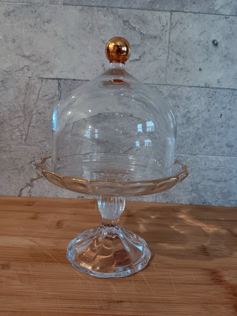 Glass Cake Dome Plate With Cover