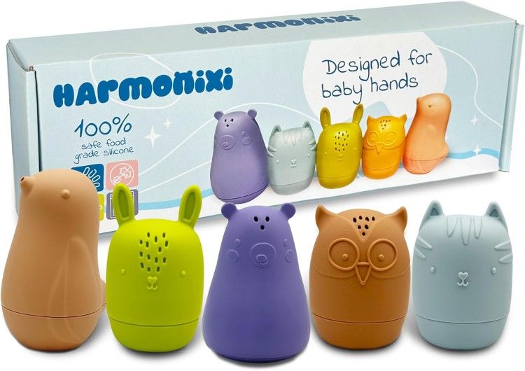 Mold Free Silicone Baby Bath Toys Set, Bathtub Toys for Toddlers, Water Toys Dishwasher Safe