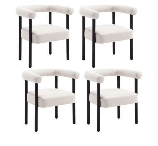 Mid-Century Modern Dining Chairs Set of 4, Armrest Barrel Dining Chairs Side Accent Chairs with Curved Back, Upholstered
New condition set of 4