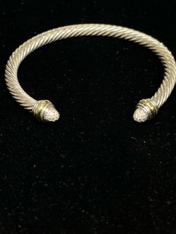 David Yurman 5mm classic cable diamond cuff bracelet 925/585 ( 14k )