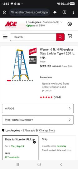 6' High Werner Fiberglass and Metal Ladder