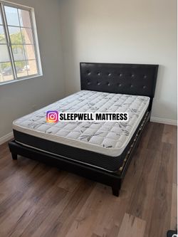 New Queen bed frame with mattress