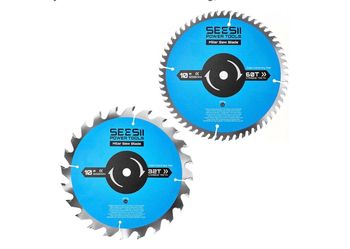 10" Saw Blades 2Pcs, 32T & 60T, 5/8" Arbor for Miter Saw & Table Saw Carbide Tipped Teeth, Wear Resistant Teeth, Heavy Duty TCT Wood Plywood MDF OSB P